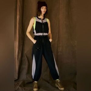 Nwt free people inhale onesie black white track pants jumpsuit